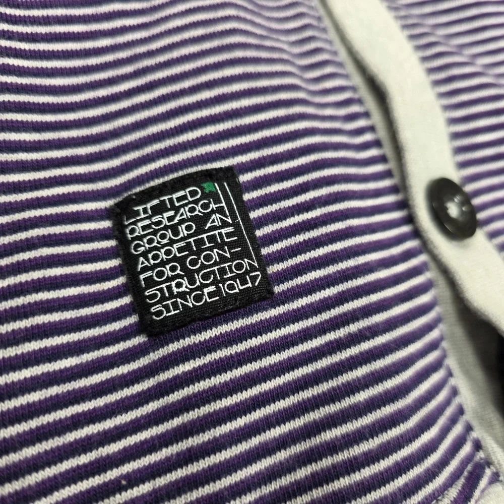 LRG‎ Lifted Research Group Striped V-Neck Cardigan 2XL Purple Gray 100% Cotton